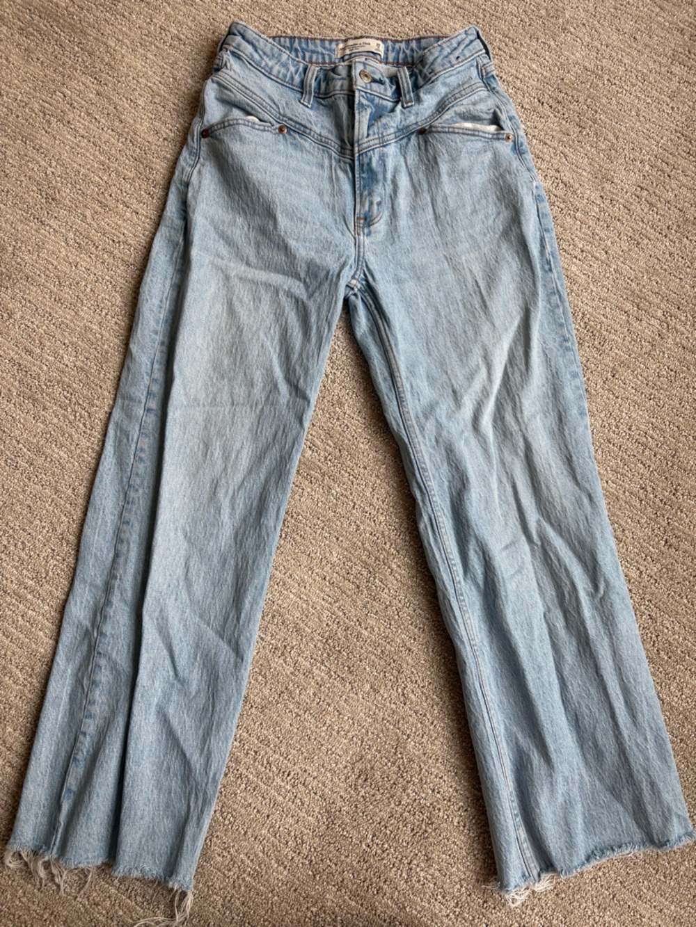 Abercrombie & Fitch Light Blue High-Waist Straight Jeans